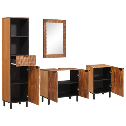 Set da Bagno con cassetto con porta 4 pcs Acacia Marrone Winish