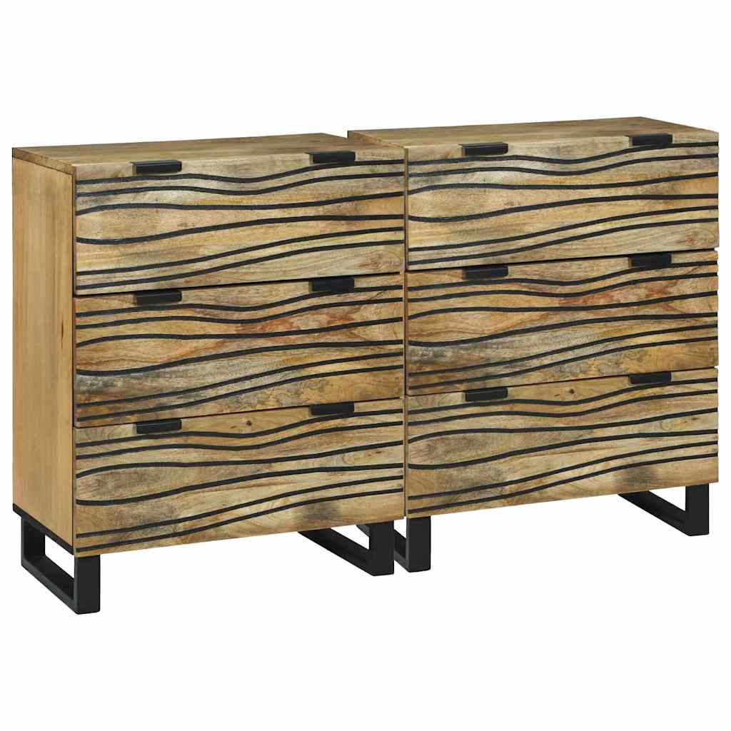 Set di Credenze con cassetto 2 pcs Naturale 60 x 33,5 x 75 cm