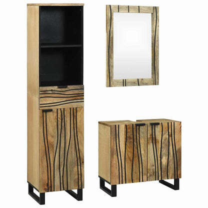 Set di mobili per il bagno 3 pcs Marrone Legno multistrato