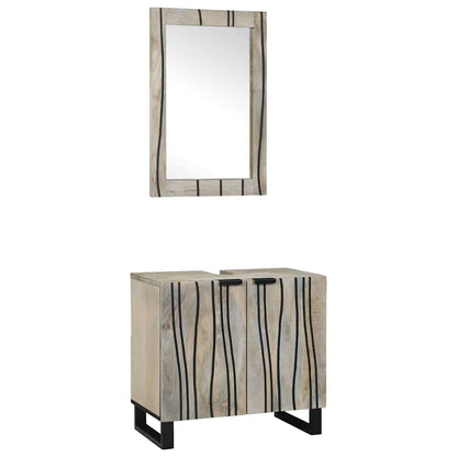 Set di mobili per il bagno 2 pcs Bianco Legno multistrato