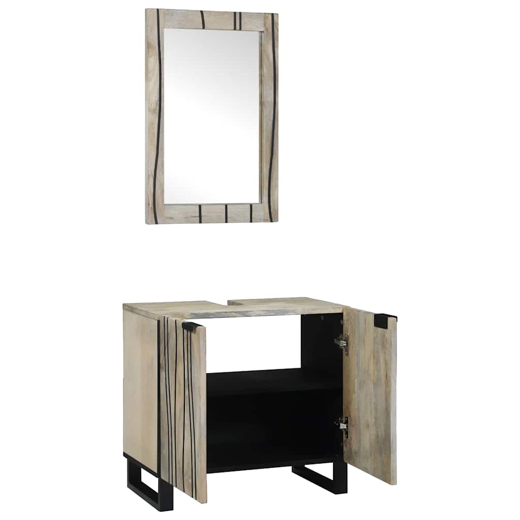 Set di mobili per il bagno 2 pcs Bianco Legno multistrato