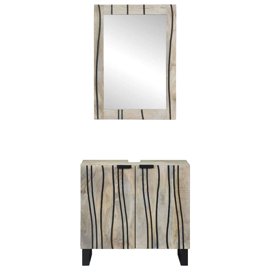 Set di mobili per il bagno 2 pcs Bianco Legno multistrato