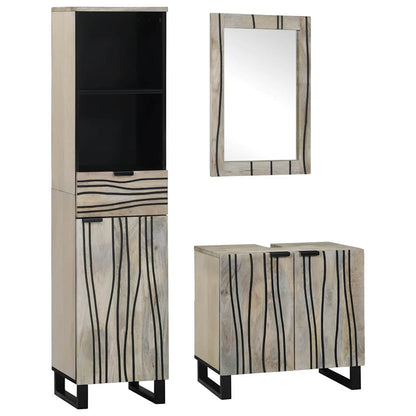 Set di mobili per il bagno 3 pcs Bianco Legno multistrato