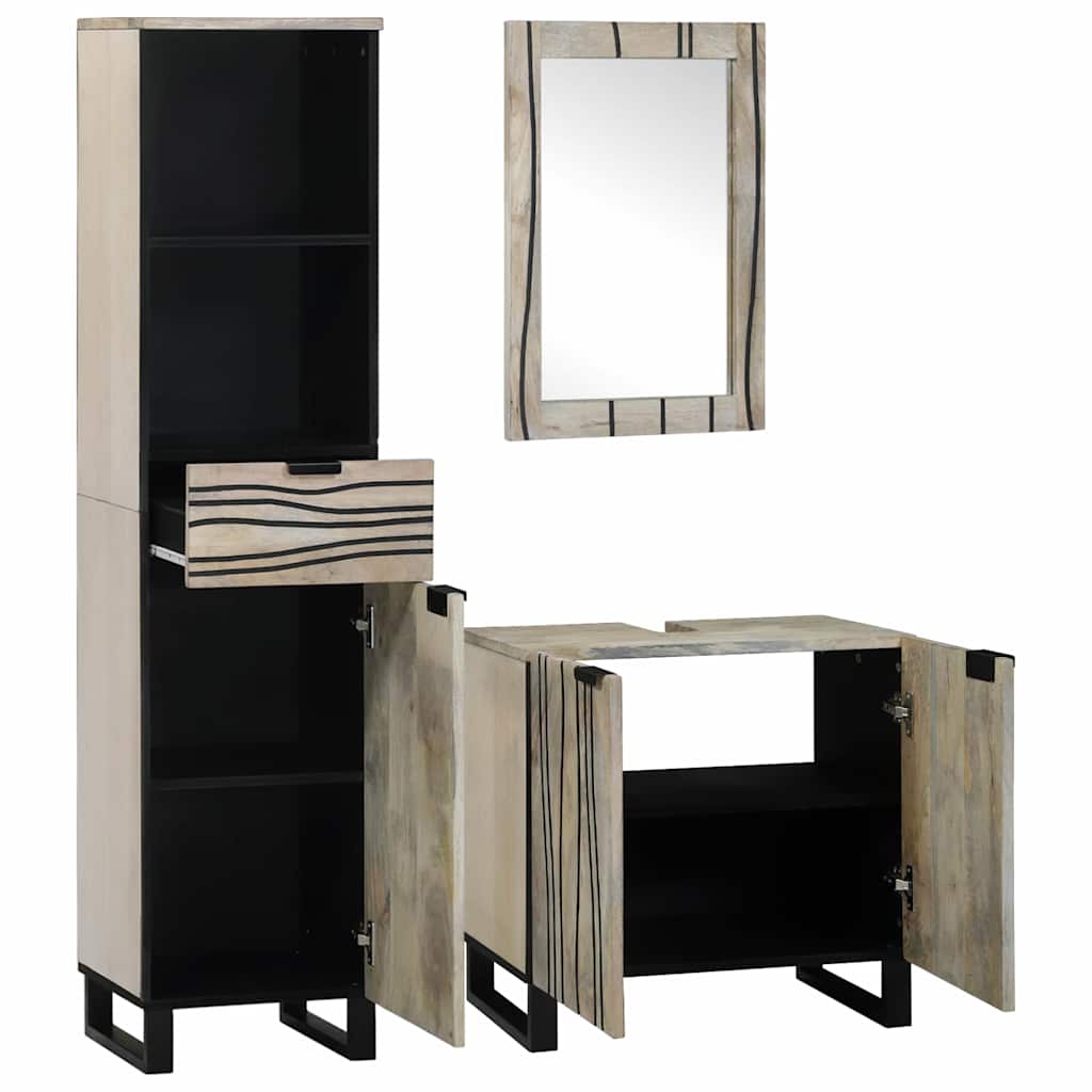 Set di mobili per il bagno 3 pcs Bianco Legno multistrato