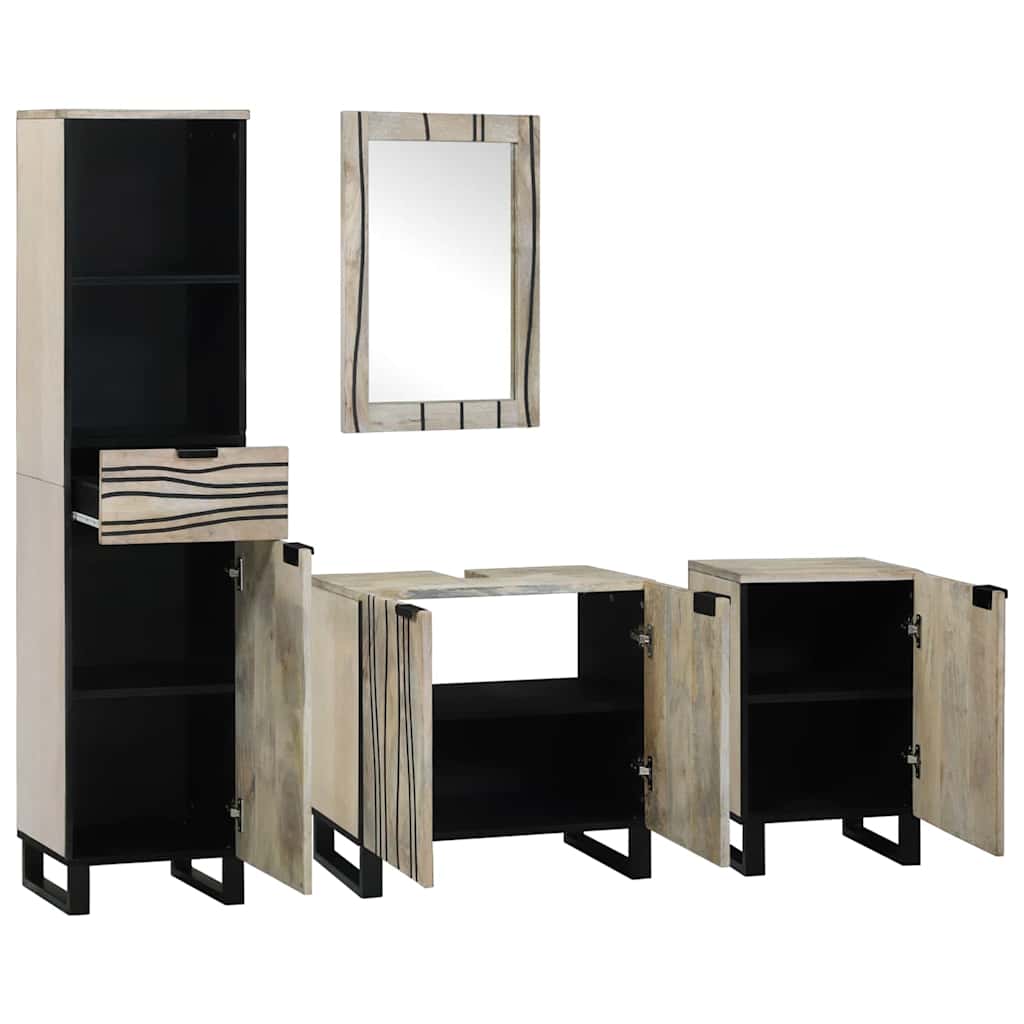 Set di mobili per il bagno 4 pcs Marrone Noce Legno multistrato