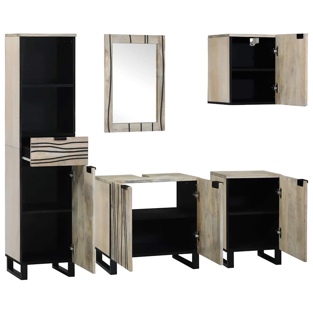 Set di mobili per il bagno 5 pcs Marrone Noce Legno multistrato