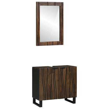 Set di mobili per il bagno 2 pcs Marrone Noce Legno multistrato
