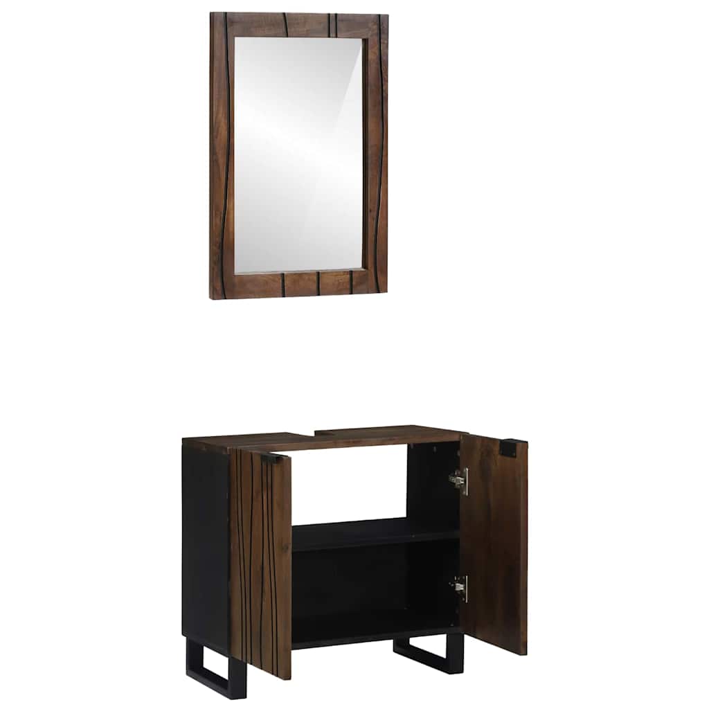 Set di mobili per il bagno 2 pcs Marrone Noce Legno multistrato