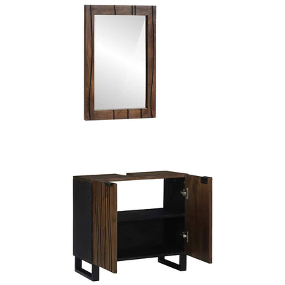 Set di mobili per il bagno 2 pcs Marrone Noce Legno multistrato