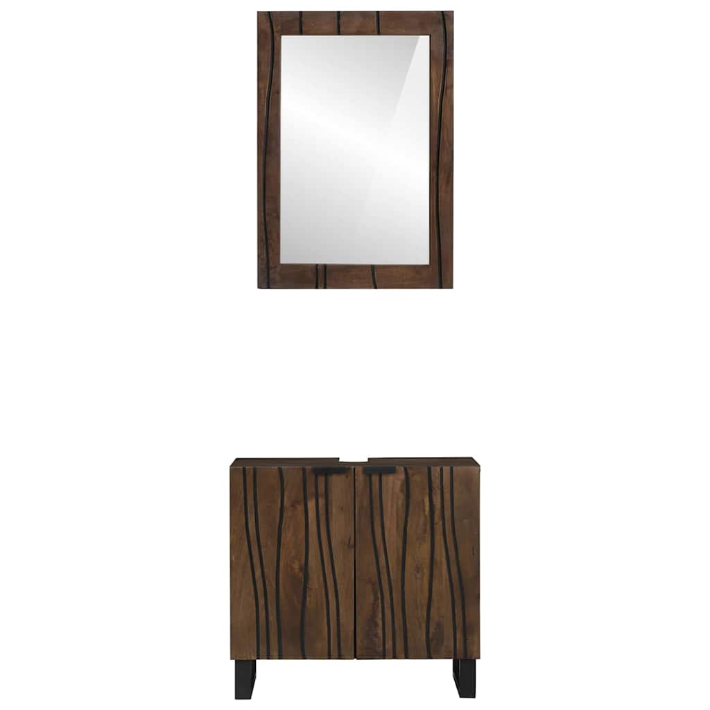 Set di mobili per il bagno 2 pcs Marrone Noce Legno multistrato