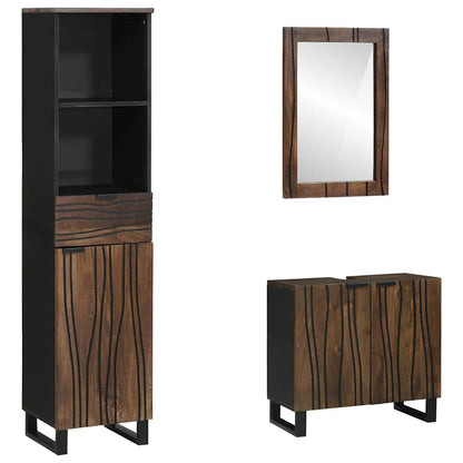 Set di mobili per il bagno 3 pcs Marrone Noce Legno multistrato