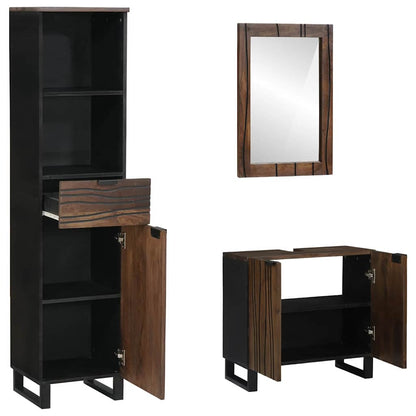 Set di mobili per il bagno 3 pcs Marrone Noce Legno multistrato