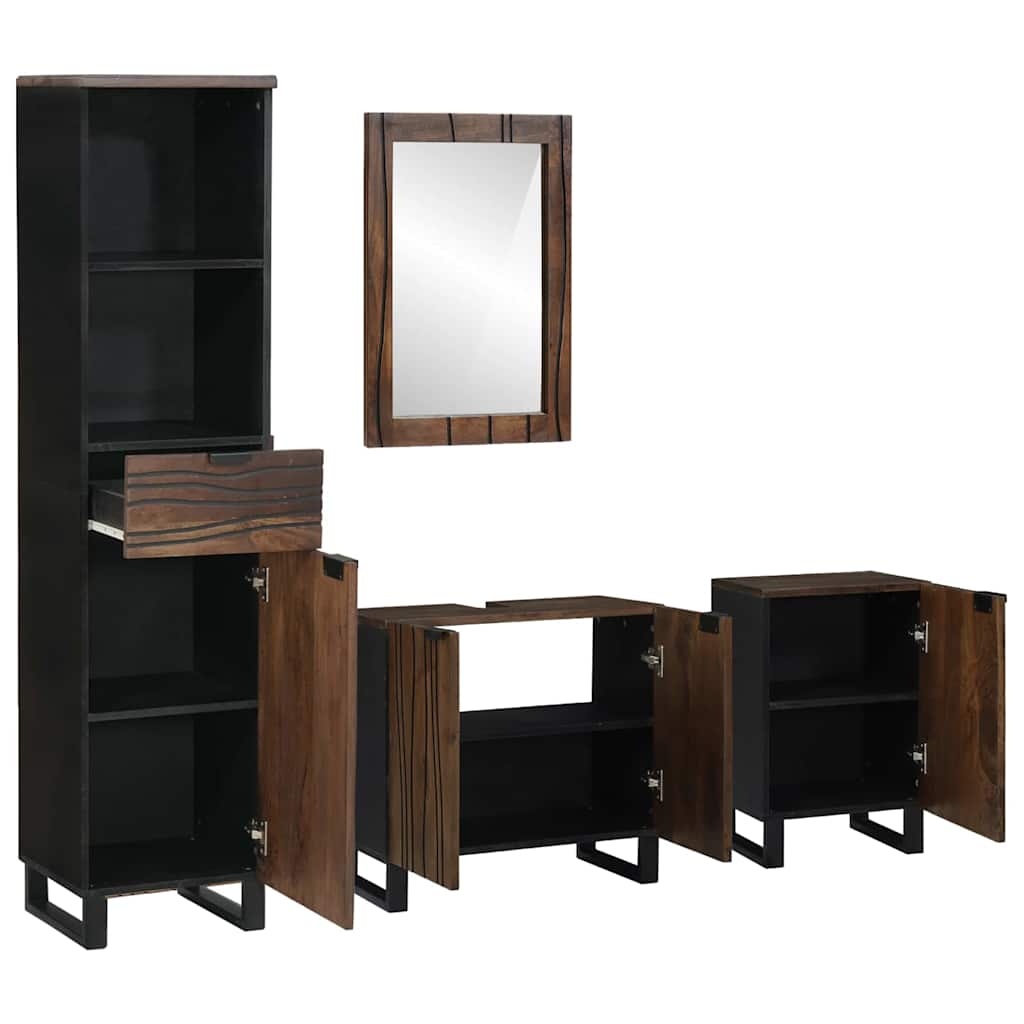 Set di mobili per il bagno 4 pcs Bianco Legno multistrato