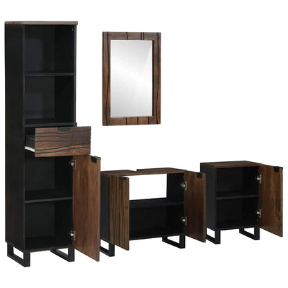 Set di mobili per il bagno 4 pcs Bianco Legno multistrato