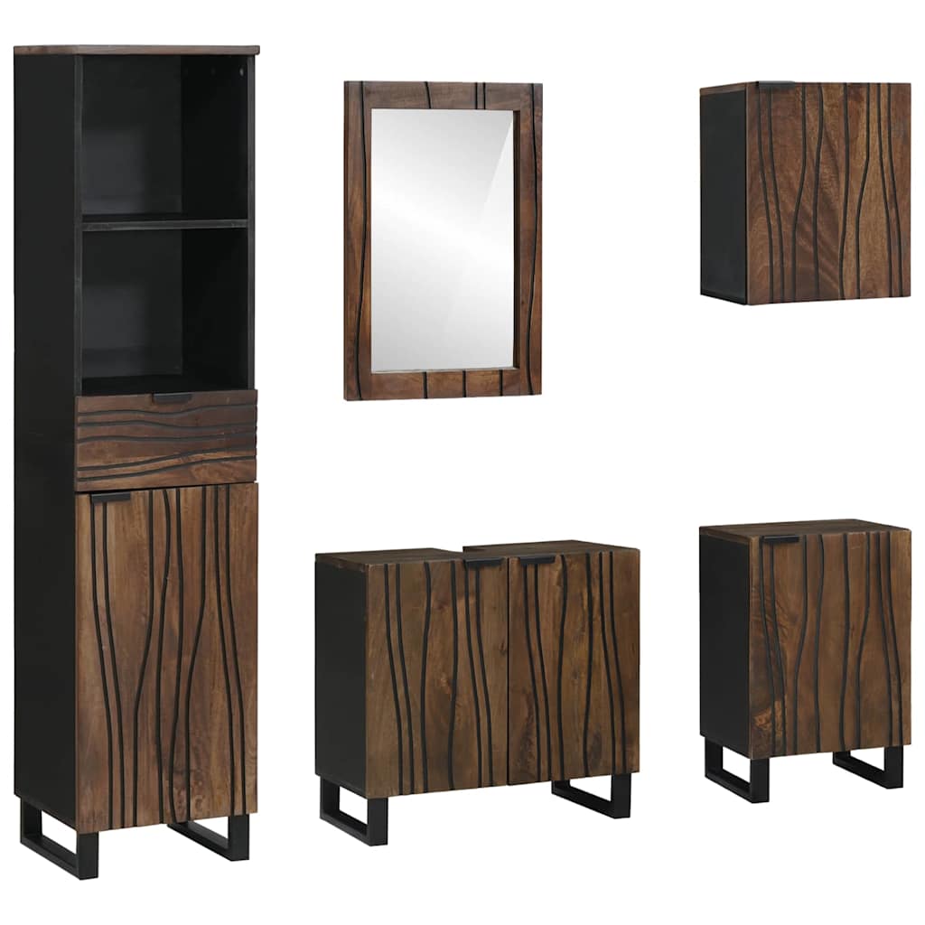Set di mobili per il bagno 5 pcs Bianco Legno multistrato
