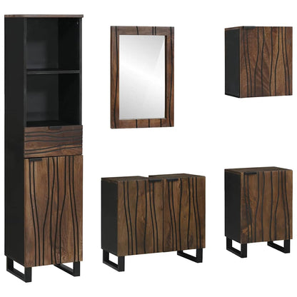 Set di mobili per il bagno 5 pcs Bianco Legno multistrato