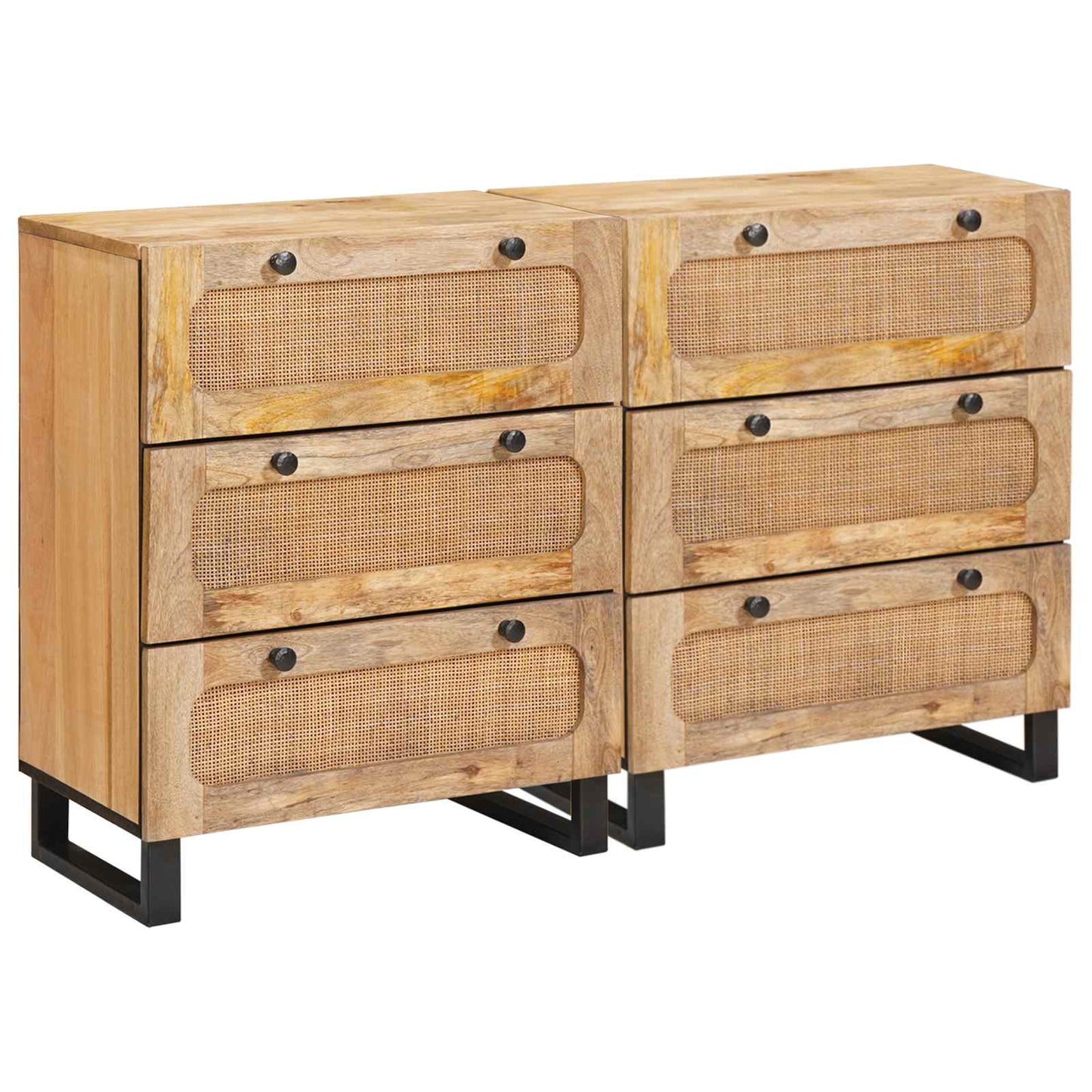 Credenza 2 pcs Marrone 60 x 33 x 75 cm Legno di mango massello
