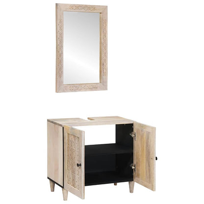 Set di mobili per il bagno 2 pcs Bianco Legno multistrato