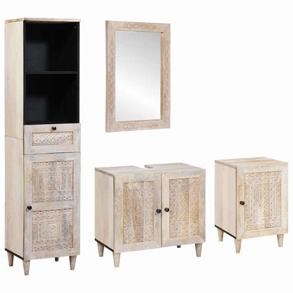 Set di mobili per il bagno 4 pcs Bianco Legno multistrato