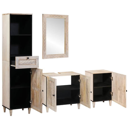 Set di mobili per il bagno 4 pcs Bianco Legno multistrato