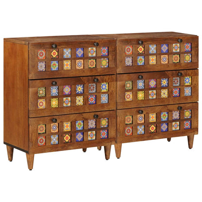 Credenza 2 pcs Noce 60 x 33 x 75 cm Legno di mango massello