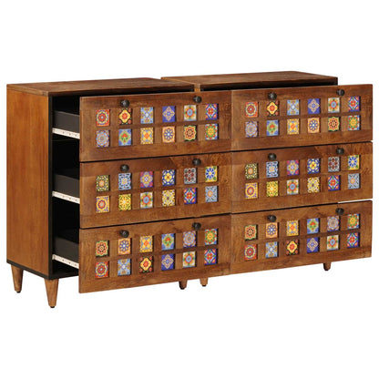 Credenza 2 pcs Noce 60 x 33 x 75 cm Legno di mango massello