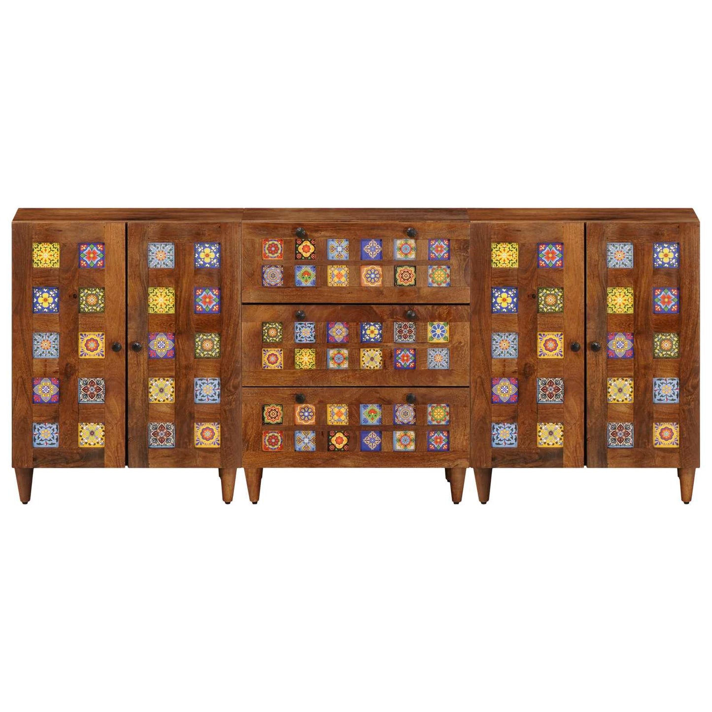 Credenza 3 pcs Noce Legno di mango massello