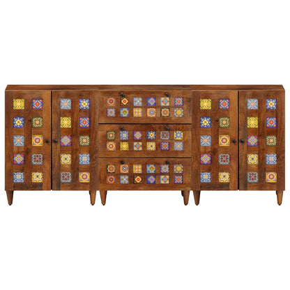 Credenza 3 pcs Noce Legno di mango massello