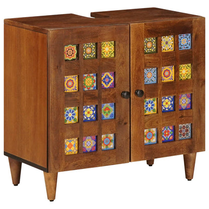 Set di mobili per il bagno 3 pcs Noce Legno di mango massello