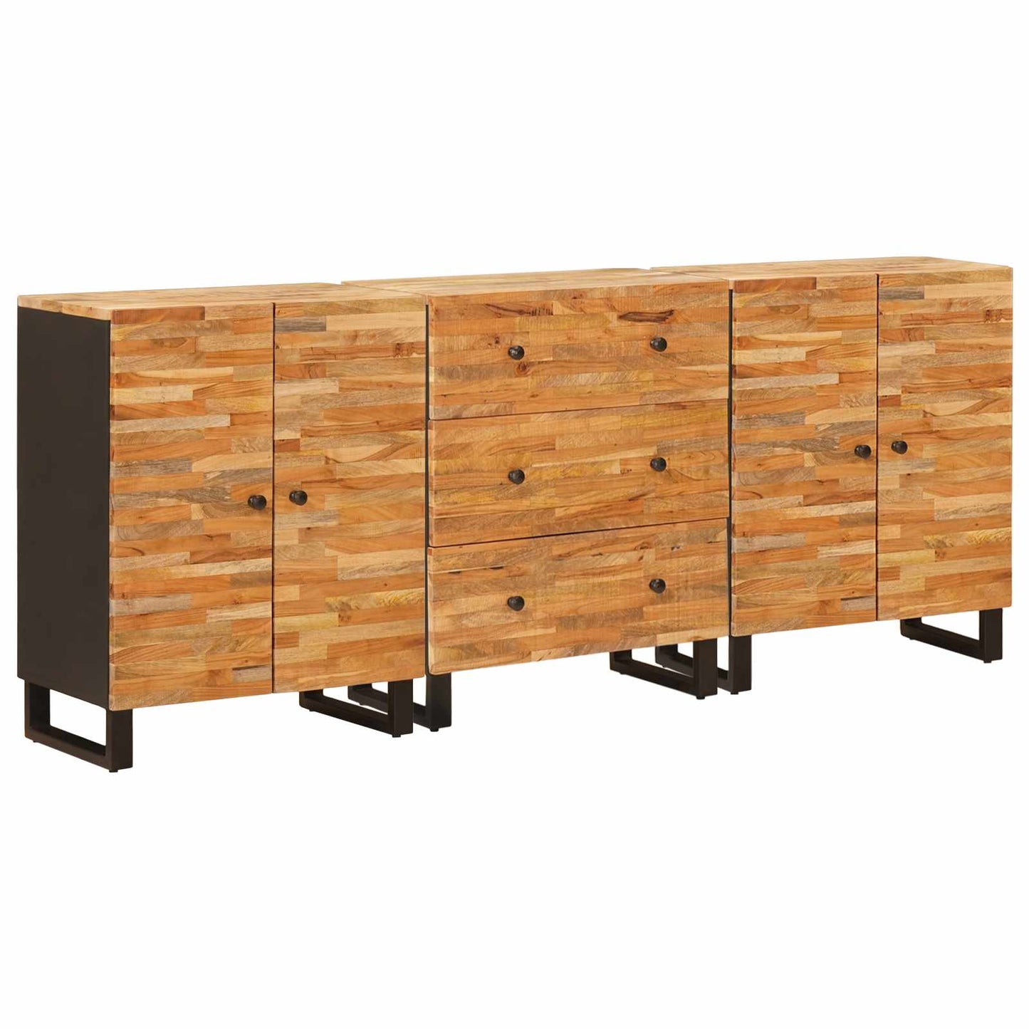 Credenza 3 pcs Marrone 60 x 33 x 75 cm Legno di mango massello