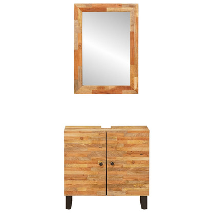Set da Bagno con porta 2 pcs Naturale Legno di mango massello