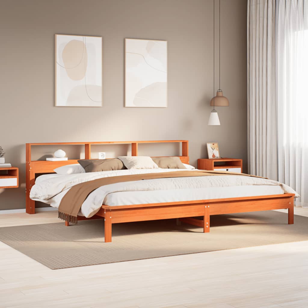 Letto senza Materasso Marrone Cera 180x200 cm in Legno di Pino