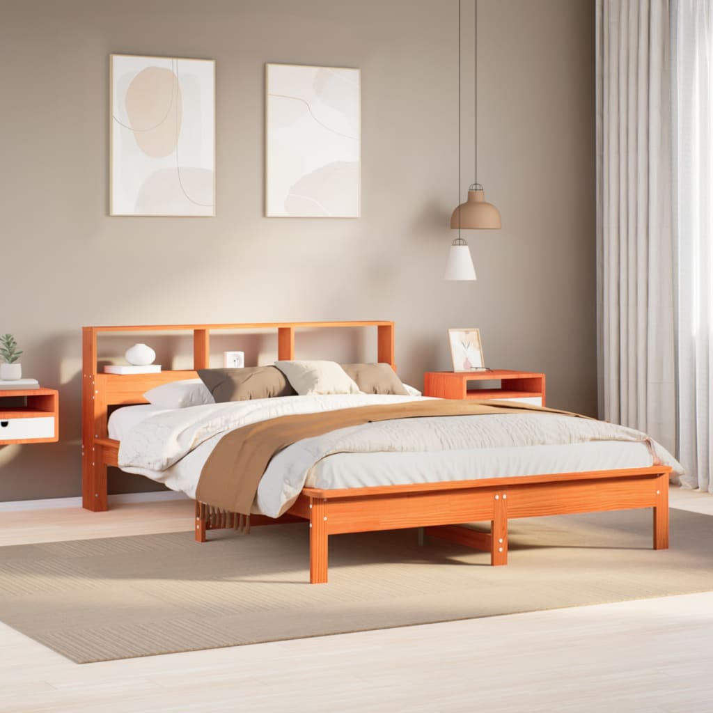 Letto senza Materasso Marrone Cera 160x200 cm in Legno di Pino
