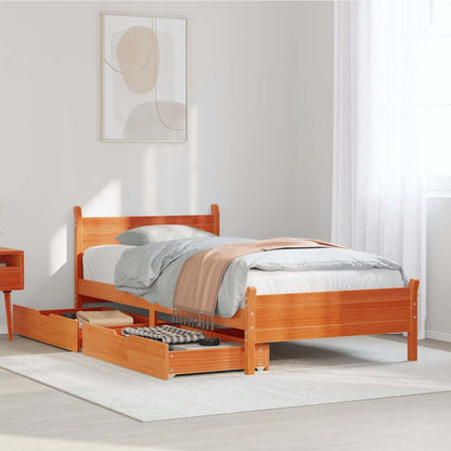 Letto senza Materasso Marrone Cera 90x200 cm Legno di Pino