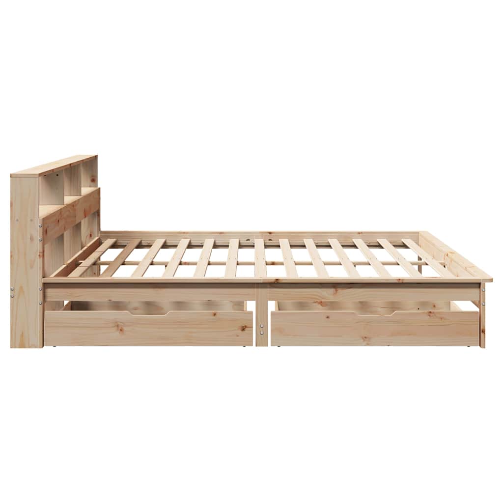 Letto Libreria senza Materasso 200x200 cm in Legno di Pino