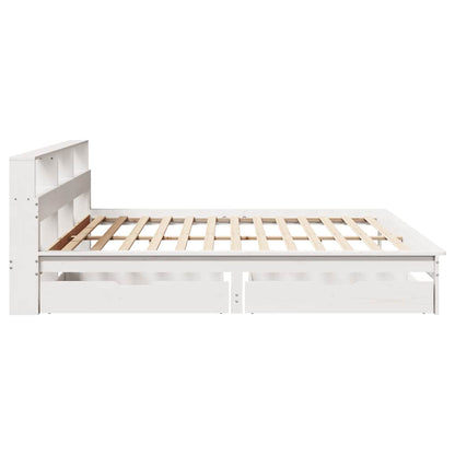 Letto Libreria senza Materasso Bianco 200x200 cm Legno di Pino
