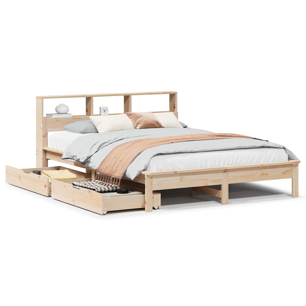 Letto Libreria senza Materasso 150x200 cm in Legno di Pino