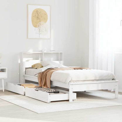 Letto Libreria senza Materasso Bianco 100x200 cm Legno di Pino