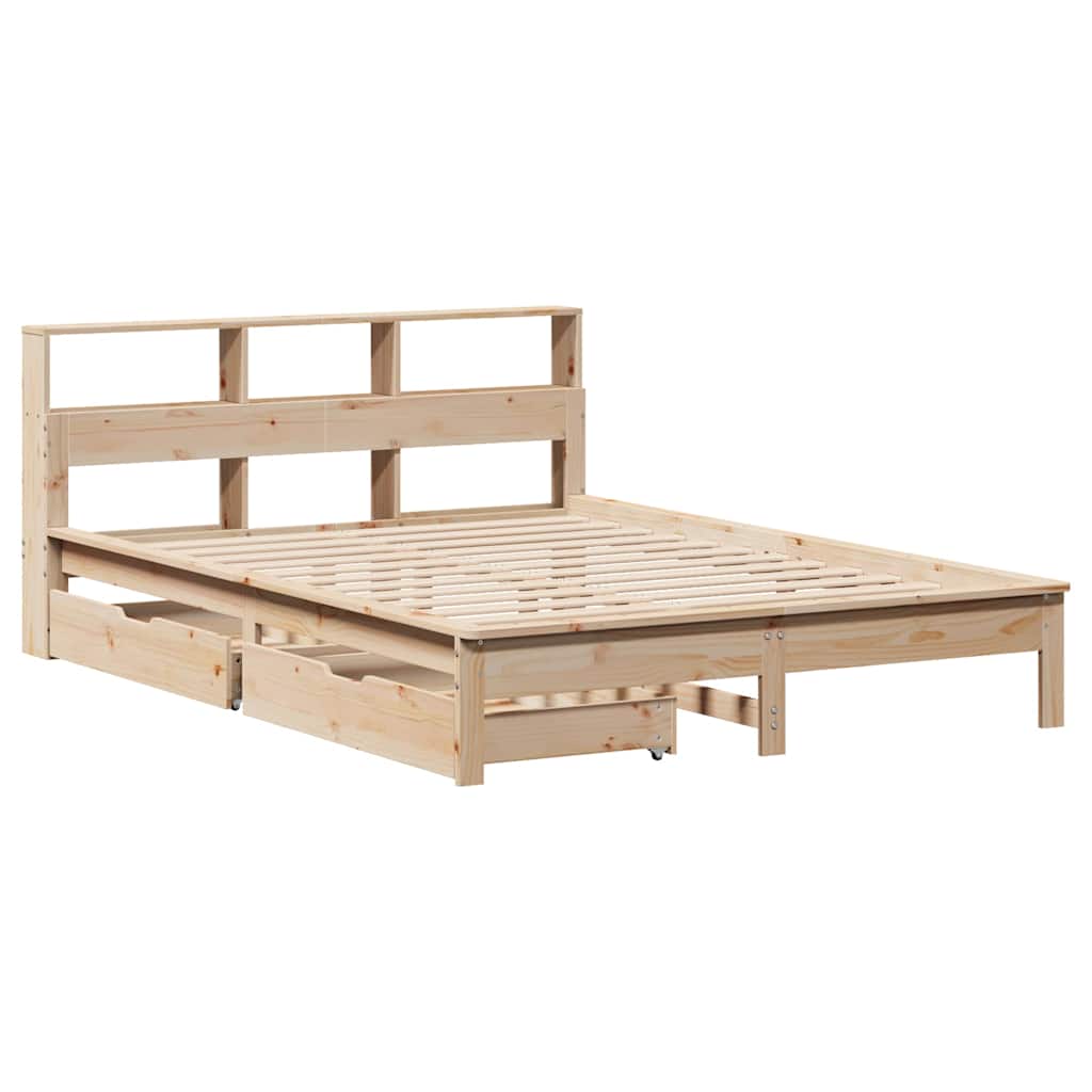 Letto Libreria senza Materasso 135x190 cm in Legno di Pino