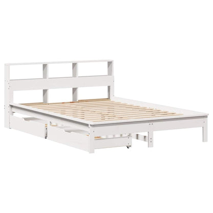 Letto Libreria senza Materasso Bianco 135x190 cm Legno di Pino