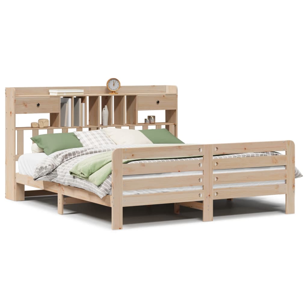 Letto Libreria senza Materasso 180x200 cm in Legno di Pino