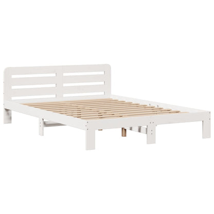 Letto Libreria senza Materasso Bianco 140x190 cm Legno di Pino