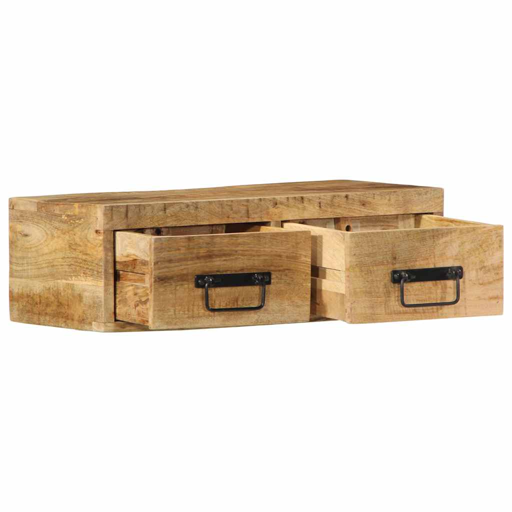 Mobile TV a Parete 60x30x19 cm Legno Grezzo Massello di Mango