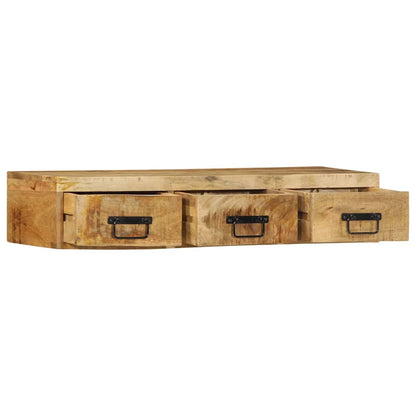 Mobile TV a Parete 100x30x19 cm Legno Grezzo Massello di Mango