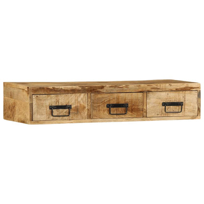 Mobile TV a Parete 100x30x19 cm Legno Grezzo Massello di Mango