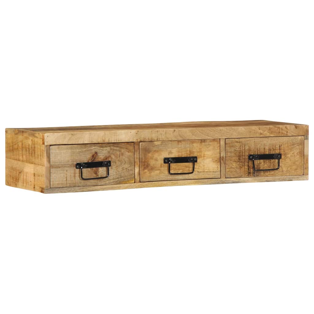 Mobile TV a Parete 100x30x19 cm Legno Grezzo Massello di Mango
