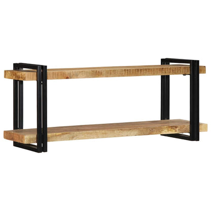 Mensola da Parete 110x33x45cm in Legno Massello di Mango Grezzo