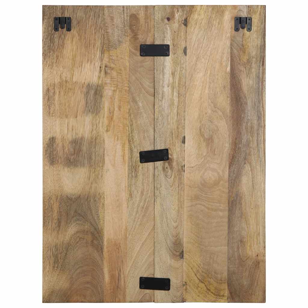 Comodino 60x32x80 cm in Legno Grezzo Massello di Mango