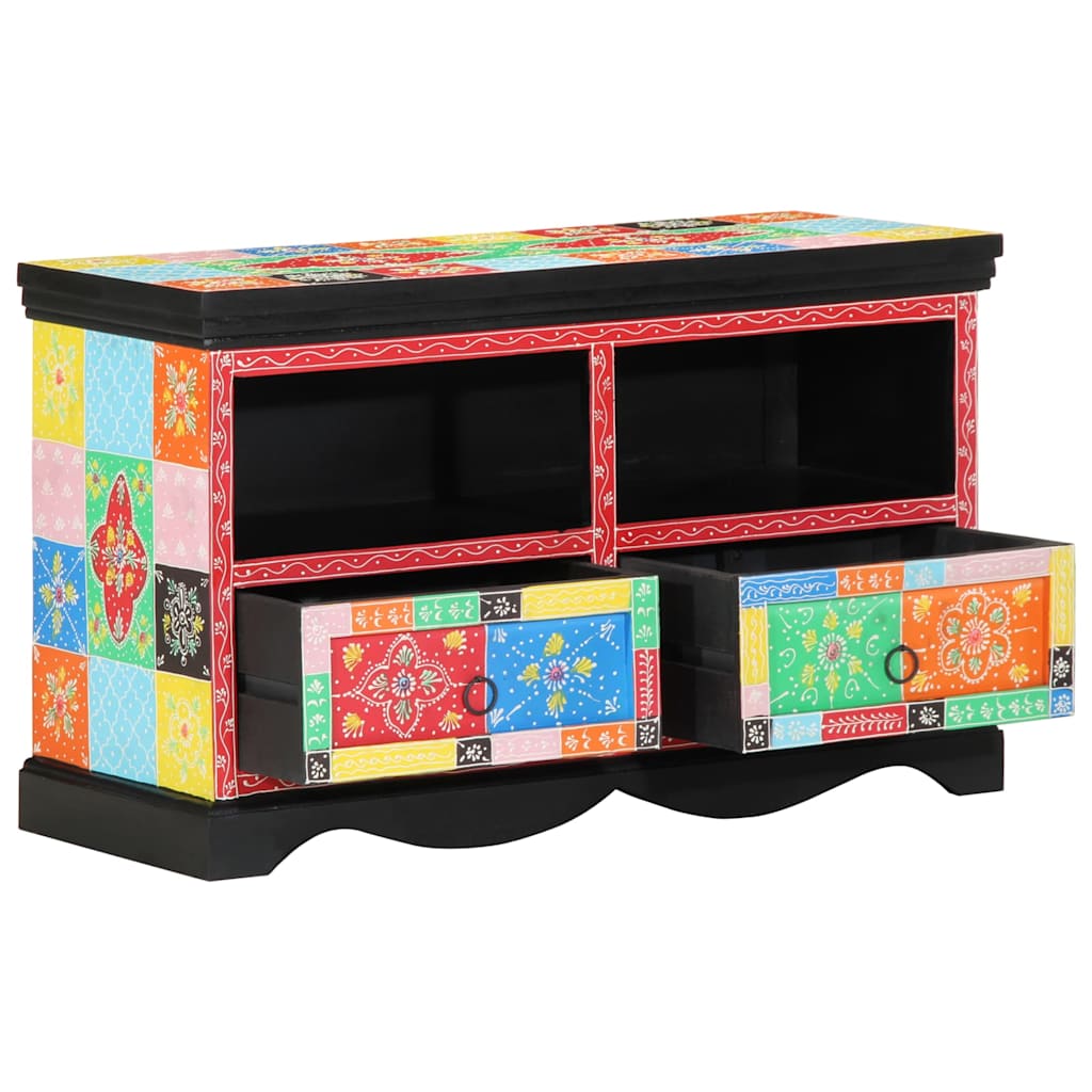 Mobile TV Multicolore 80 x 35 x 50 cm Legno di mango massello