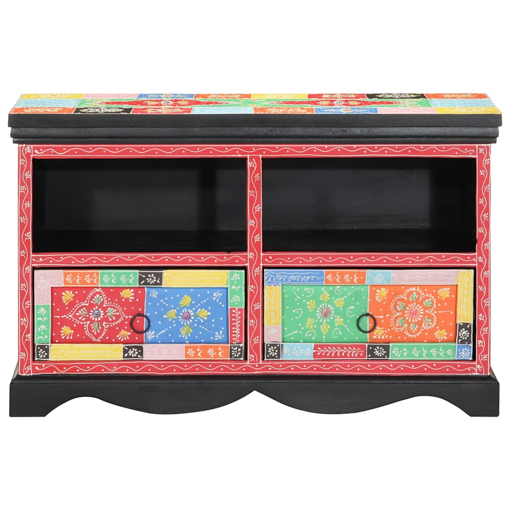 Mobile TV Multicolore 80 x 35 x 50 cm Legno di mango massello